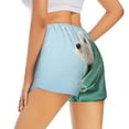 thumbnail image 4 of Picia Dog Wrapped in Towel Pattern Women's 2 in 1 Athletic Running Shorts High Waisted Workout Casual Gym Sweat Shorts with Comfy Liner Zipper Pockets-Large, 4 of 9
