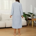 thumbnail image 6 of CHUMUD Women Robes Zipper Fleece Bathrobe Long Sleeve Loose Pajamas Plush Warm House Coat Lounger Cute Lightweight Gown, 6 of 8