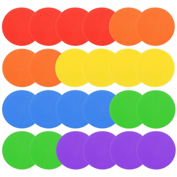 Uxcell 4 Inch Poly Spot Markers, 24Pcs Non Slip Rubber Floor Dots with Storage Bag Flat Agility Cones for Sports Training, Mixed Color