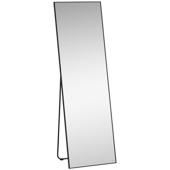 HOMCOM Rétroviseur Pleine Longueur avec Support, Miroir au Sol en Alliage d'Aluminium