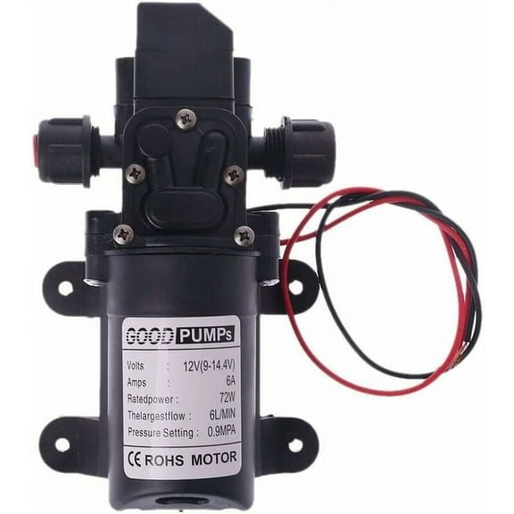 12V DC 12V 60W 130PSI 6L/min RV Water Pump High Pressure Water Pump Diaphragm Primer Pump RV Water Pump (Voltage: 12V)