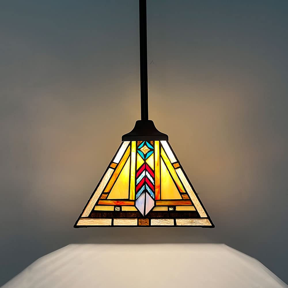 Tiffany Pendant Light Fixtures 8 inch Wide Kitchen Island Lighting Handmade Stained Glass Lamp Shade Hanging Lamp
