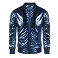 thumbnail image 3 of Metallic Jacket for Men 70s Disco Party Varsity Jacket Zip Up Baseball Bomber Jackets Outerwear Coat, 3 of 5