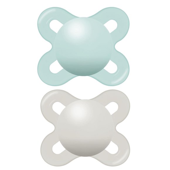 Suces pour nouveau-nés MAM Start Matte, (emballage de deux, 1 boîtier de stérilisation pour suce), sucettes bébés unisexes, meilleure suce pour les bébés allaités, boîtier autostérilisant pour su