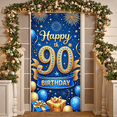 thumbnail image 5 of Golden Design Happy 90th Banner Blue Background 90th Birthday Display Fireworks Decor Star Pattern Birthday Backdrop for 90th Birthday Party Senior Anniversary Family Celebration, 5 of 9