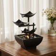 thumbnail image 2 of Desktop Water Fountain Lotus Art Deco - LED Lights, Tabletop Indoor Waterfall - 1pc, 2 of 6