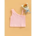 thumbnail image 2 of Kids Girls Breathable Vest Little Girls Sleeveless Sloping Shoulder Solid Tank Tops Summer Casual Crop Tops 2-8Y, 2 of 8
