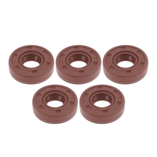 Sellos de Aceite Universales TC Doble Labio con Resorte de Acero 10x25x7mm Alta Presión Caucho Marrón 5 Pcs