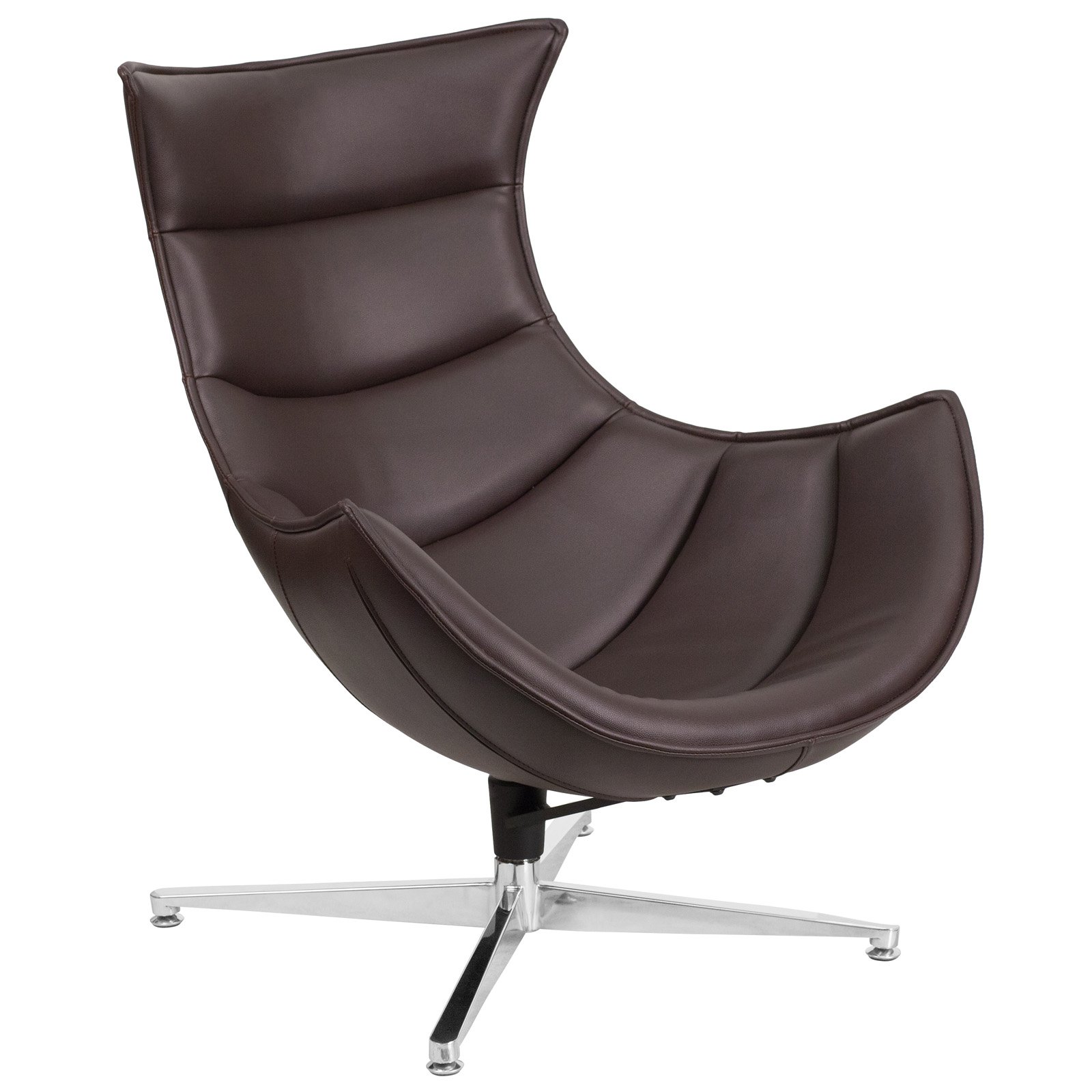 Flash Furniture Leather Swivel Cocoon Chair with Curved Arms - Walmart.com