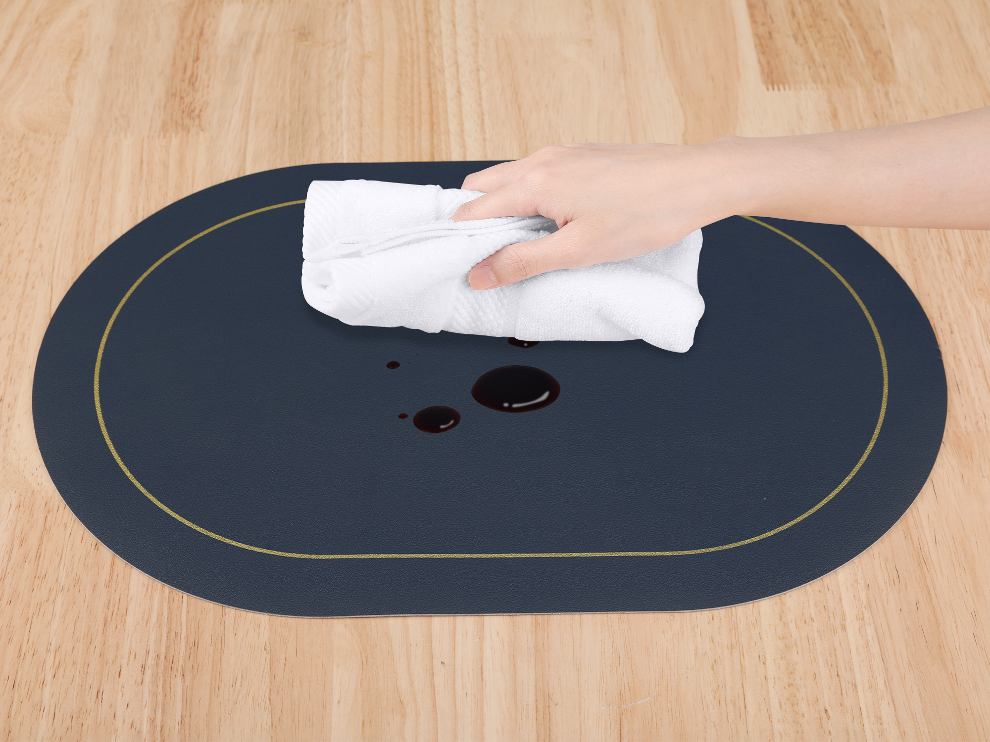 Unique Bargains Faux Leather Placemats for Kitchen Washable Table Placemats Blue Yellow