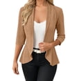thumbnail image 2 of TOUMENY Women's Cardigan Knitted Hollow Out Lightweight 3/4 Sleeve Open Front Outerwear Summer Fall Casual Loose Cardigans Khaki XL, 2 of 7