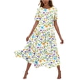thumbnail image 2 of gljltg Women's Casual Flower Print Flowy Tiered Maxi Dress with Side Pockets, Polyester Spandex Lightweight Breathable Summer Winter, Beach Travel Work Party Outfit, Easy Care Washable, 2 of 6