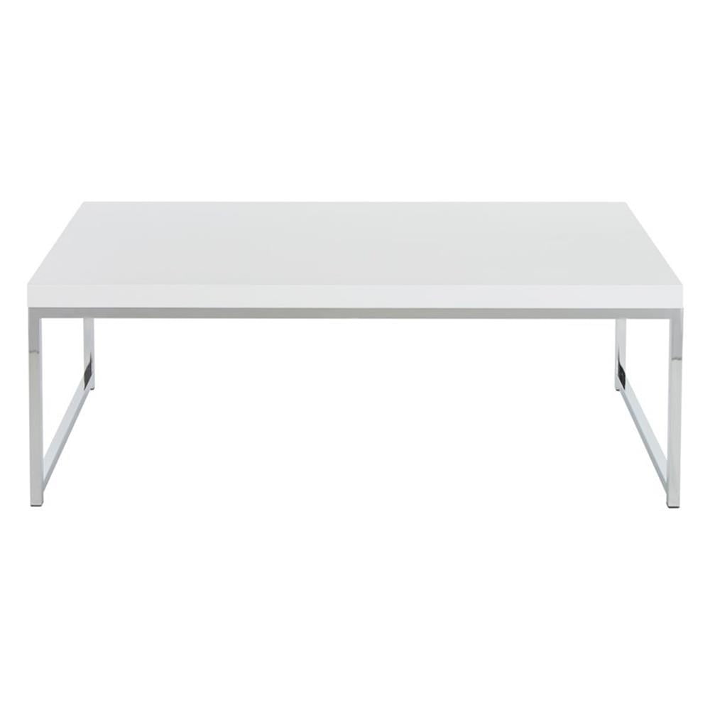 OSP Home Furnishings Wall Street Coffee Table. Chrome/White Finish.