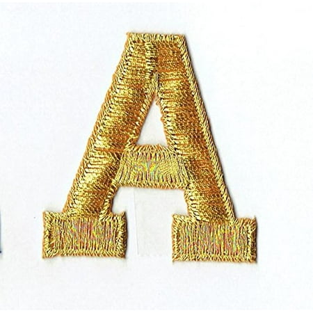 gold letter embroidered alphabet iron block applique patch