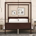 thumbnail image 3 of Harper & Bright Designs Queen Size Platform Bed with 4 Canopy Columns, Wood Canopy Platform Bed Frame with Headboard and Footboard, Espresso, 3 of 9