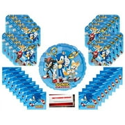 Sonic the Hedgehog Party Supplies Bundle Pack for 16 (with 18 Inch Balloon Plus Party Planning Checklist by Mikes Super Store)