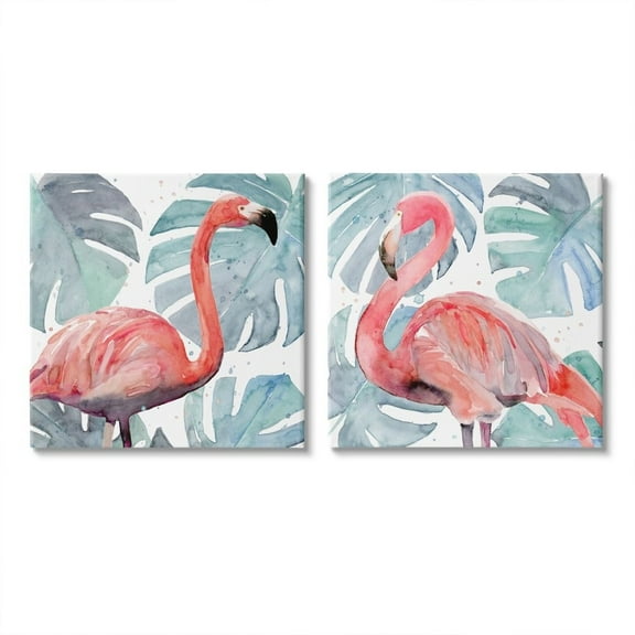 Stupell Industries Tropical Flamingos with Green Monstera Plants Designed by Annie Warren