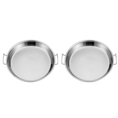 

2pcs Stainless Steel Plate Double Handle High Temperature Resistance Plate