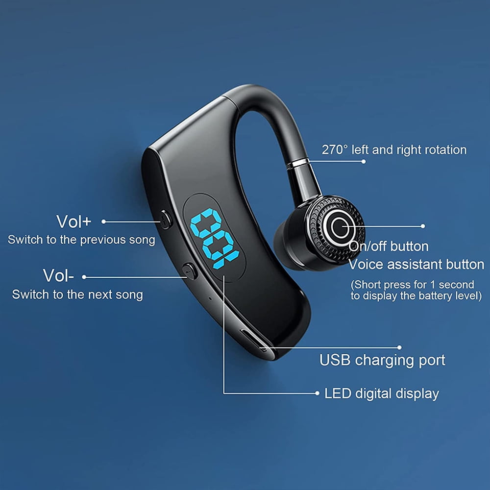 Bluetooth Headset, Wireless Earpiece V5.2 Ultralight Hands Free Business Earphone with Mic for Business/Office/Driving (Without Charging Case)