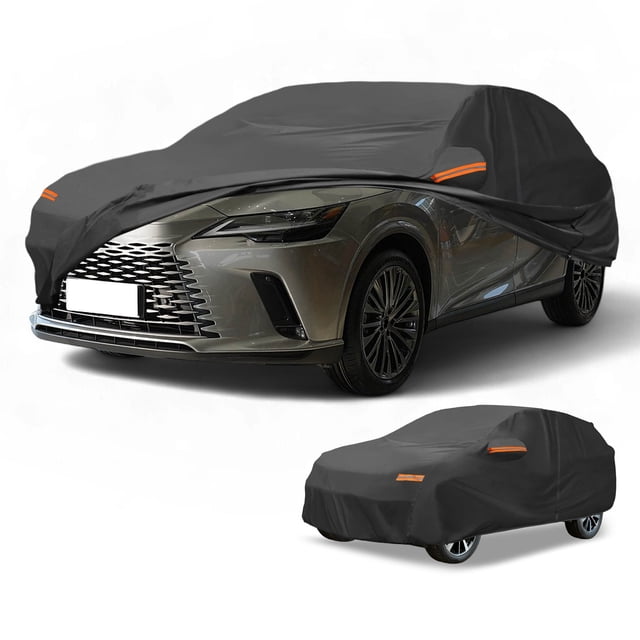 Funda para auto impermeable para todo clima, protección exterior contra el sol y la lluvia, con tiras reflectantes, negra para Lexus RX