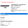 thumbnail image 2 of Tailgate Moulding - Compatible with 2015 - 2019 Ford F-150 2016 2017 2018, 2 of 2