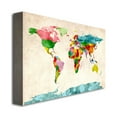 thumbnail image 3 of Trademark Art "Watercolor World Map" Canvas Art by Michael Tompsett, 3 of 3