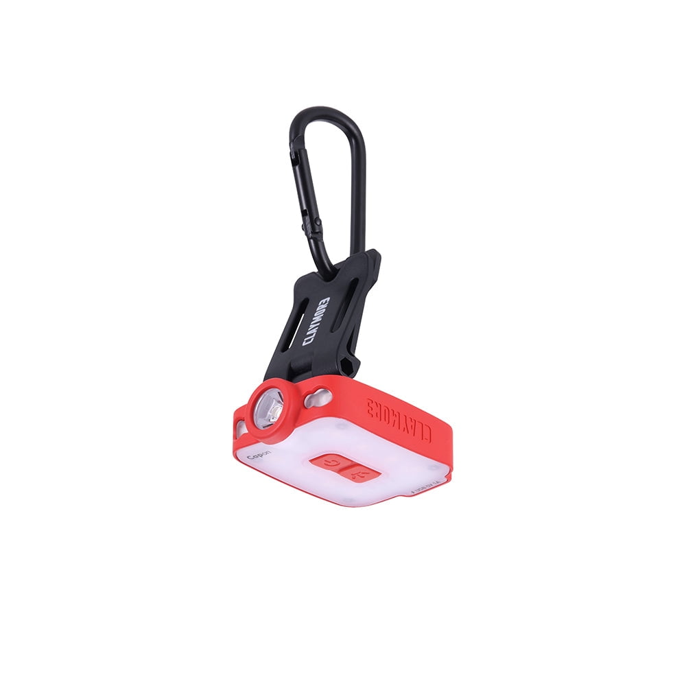 Claymore Capon 40B (Red) - LED Rechargeable Clip-On Cap Headlamp, Lightweight Hat Light for Camping, Running, Hiking, Emergency & Industrial Use, Waterproof, USB-C, Up to 12 Hours of Battery Life.