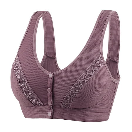 Backless Bras for Women No Underwire Bra Feature V-Neck Bralette Bra Style W-1026 Purple 3XL