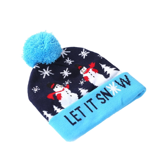 Qarigey Gorro de Navidad LED, suéter, gorro de punto, gorro de punto con luz navideña, regalo de Navidad para niños, decoración de Año Nuevo 2021 Sombreros muñeco de nieve 2 Qarigey AP000294-06
