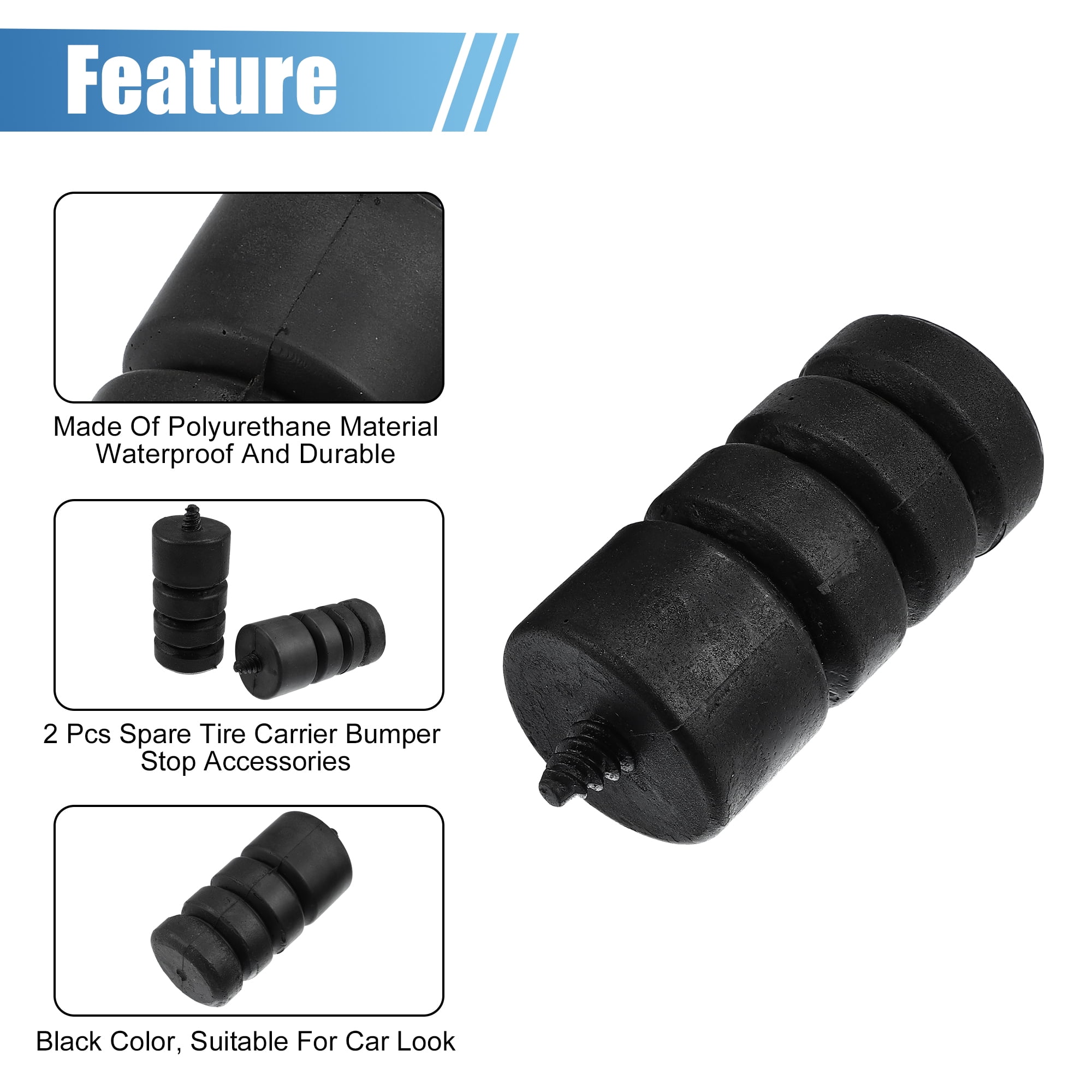 Unique Bargains 2PCS Tailgate Spare Tire Bumper Stop for Car Accessories Black Fit for Jeep JK Wrangler 2007-2017