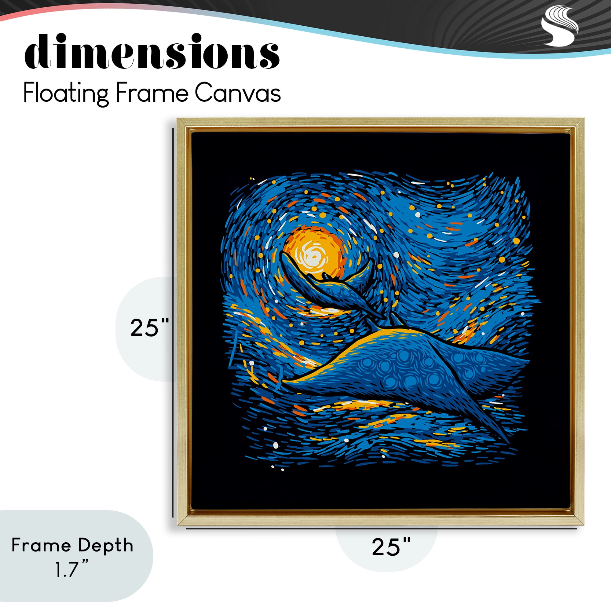 Stupell Industries Impressionist Manta Rays Gold Framed Floater Canvas Wall Art, design by Tobe Fonseca