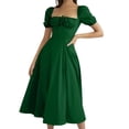 thumbnail image 2 of THDHVS Women's Casual Dresses,Fashion Summer Casual V Neck Short Sleeve Solid Dress Green 2XL, 2 of 7