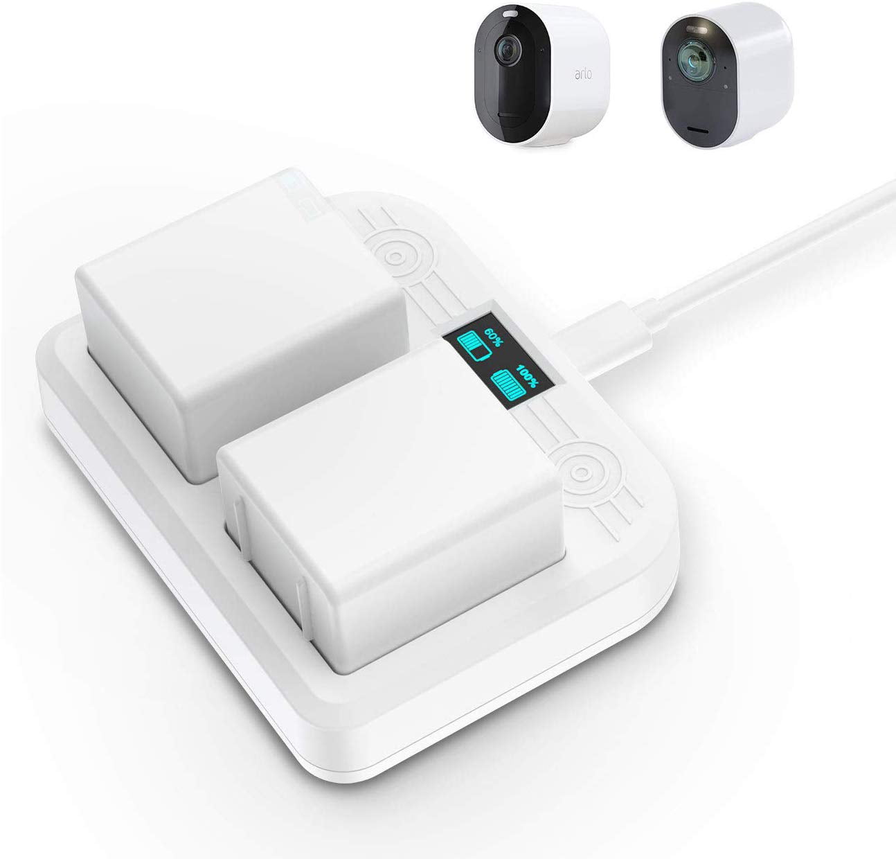 Charge up to Two Batteries Compatible with Arlo Ultra Only | Arlo Accessory Dual Charging Station VMA5400C 
