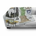 thumbnail image 3 of Hipster Soft Flannel Fleece Throw Blanket, New York City Manhattan of Liberty Big Apple Hot Dog Stand Sketch Style, Cozy Plush for Indoor and Outdoor Use, 50" x 70", Multicolor, by Ambesonne, 3 of 6