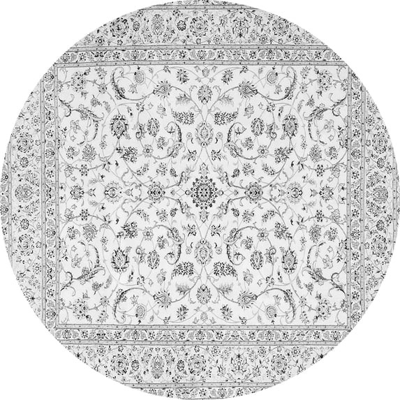 Ahgly Company Indoor Round Persian Gray Traditional Area Rugs, 8' Round