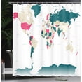 thumbnail image 3 of Ambesonne Earth Shower Curtain, World Map Print Capital City, 69"Wx84"L, Dark Teal, 3 of 4