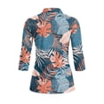 thumbnail image 3 of Uorisanigo Colored Palm Leaves Womens 3/4 Sleeve Golf Shirts Casual 3/4 Roll Sleeve Quick Dry Athletic Polo Shirts for Women Workout Sports Versatile 1/4 Zipper Outing Wear Size M, 3 of 7