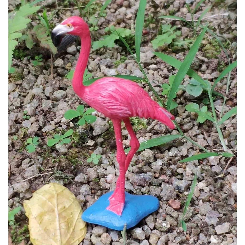 Flamingo 2Pcs Animal Models Simulation Bird Figure Model Plastic Figurine 