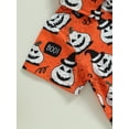 thumbnail image 6 of Wassery Baby Boys 2 Piece Outfits Halloween Clothes Letter Pumpkin Print Short Sleeve Shirt and Elastic Shorts Summer Set, 6 of 8