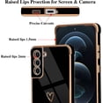 thumbnail image 3 of Compatible with Samsung Galaxy S22 Plus 6.6" 2022 Cute Case Thin for Women Girls,Soft TPU Plating Bumper Love Heart Case Anti-Scratch Shockproof Raised Reinforced Corners Case(Elegant Black), 3 of 14