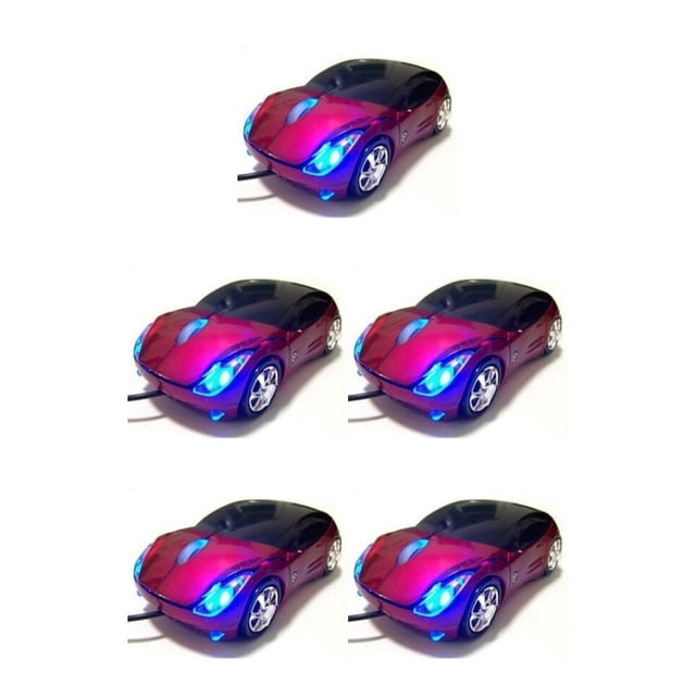 bedienty Universal Car Shaped Wired Optical Mouse Replacement Home Office Portable 3 Keys Gaming Computer Mice Accessories Show as Picture 5Set