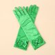 thumbnail image 1 of Zhuge Guantes de princesa, guantes largos de satén blanco para niña, guantes de princesa con lazos de diamantes para cumpleaños, bodas, fiestas de disfraces, color verde, 1 of 3