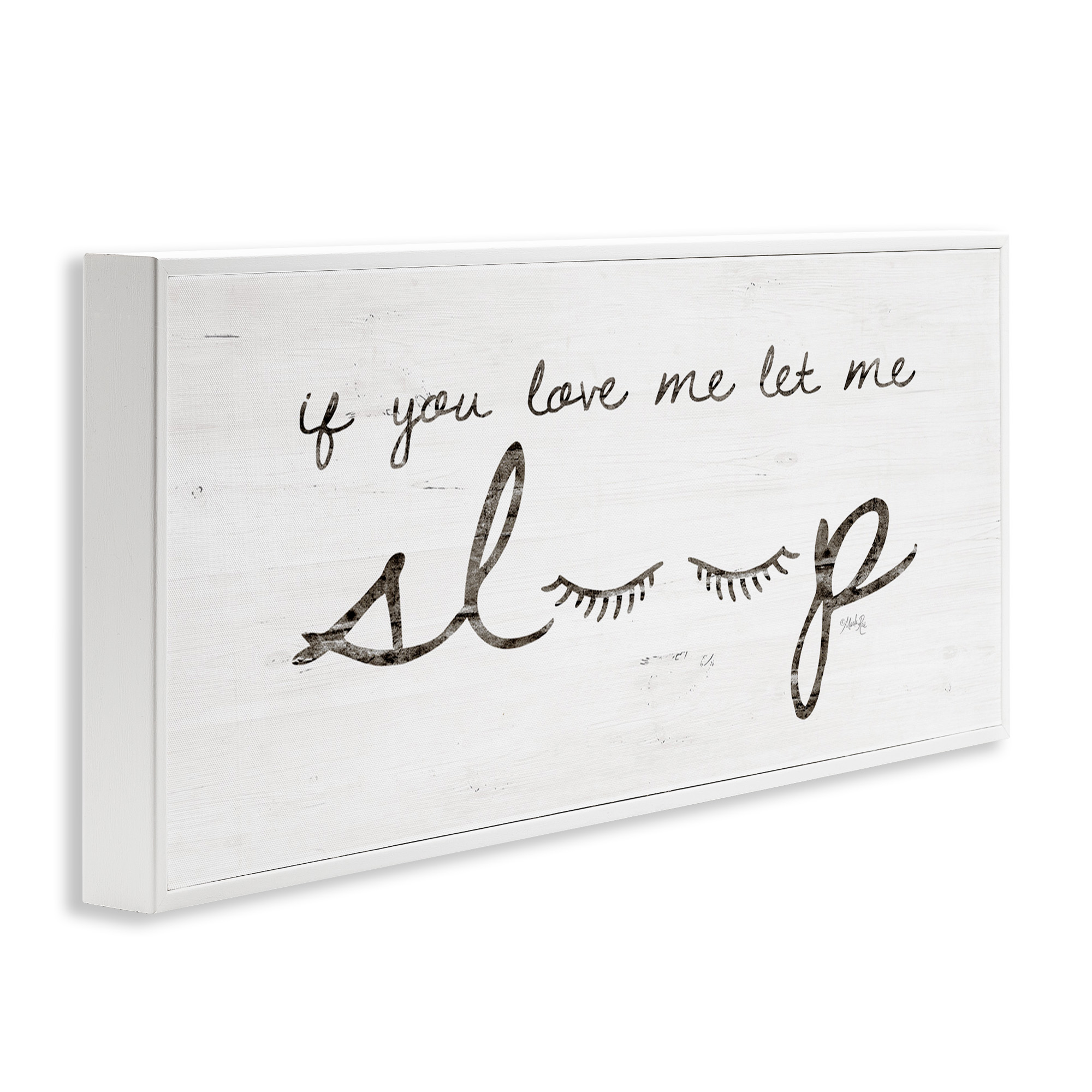 Stupell Industries Let Me Sleep Phrase with Eyelashes Inspirational Painting White Framed Art Print Wall Art, 30 x 13