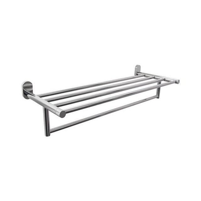 Boann BNBATSR-CH Solid Stainless Steel, Polished Chrome Towel Rack With Towel Bar - 22 in.