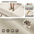 thumbnail image 4 of Timbernest 89" Pull Out Sofa Bed King Size, 3 in 1 Convertible Sleeper Sofa, Velvet Chaise Lounge, Tufted 3-Seater Chesterfield Sofa with Movable Ottoman and Rolled Arm, Beige, 4 of 13