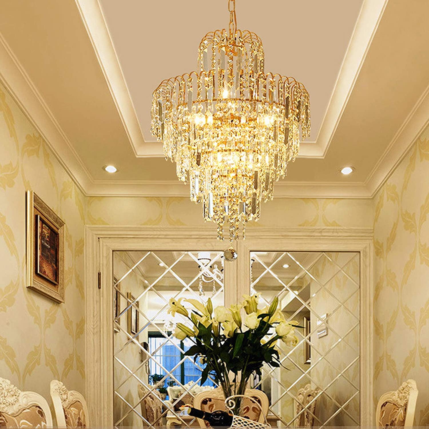 Elegant Modern Crystal Ceiling Fixture Lamp Chandelier LED Living Room Lighting 