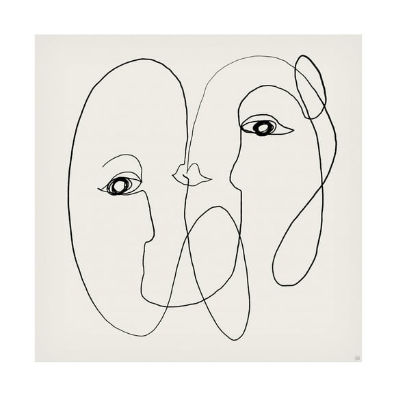 Canvas Wall Art - Line and Brush 'Face Explorations 9' Wall Art for Living Room, Bedroom, or Office Décor by Trademark Fine Art - 14 x 14 Inches