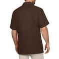 thumbnail image 3 of J. METHOD Men's Short Sleeve Cuban Guayabera Button Down Shirts Classic Embroidered 4 Pockets Casual Top NEMT112 Brown XL, 3 of 6