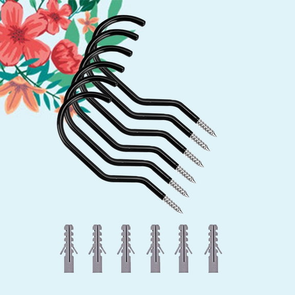 HEMOTON 6Pcs Bike Hook Heavy Duty Bike Hanger Bike Storage Hooks with 6 Pcs Bolts for Garage Wall and Ceiling (Black)