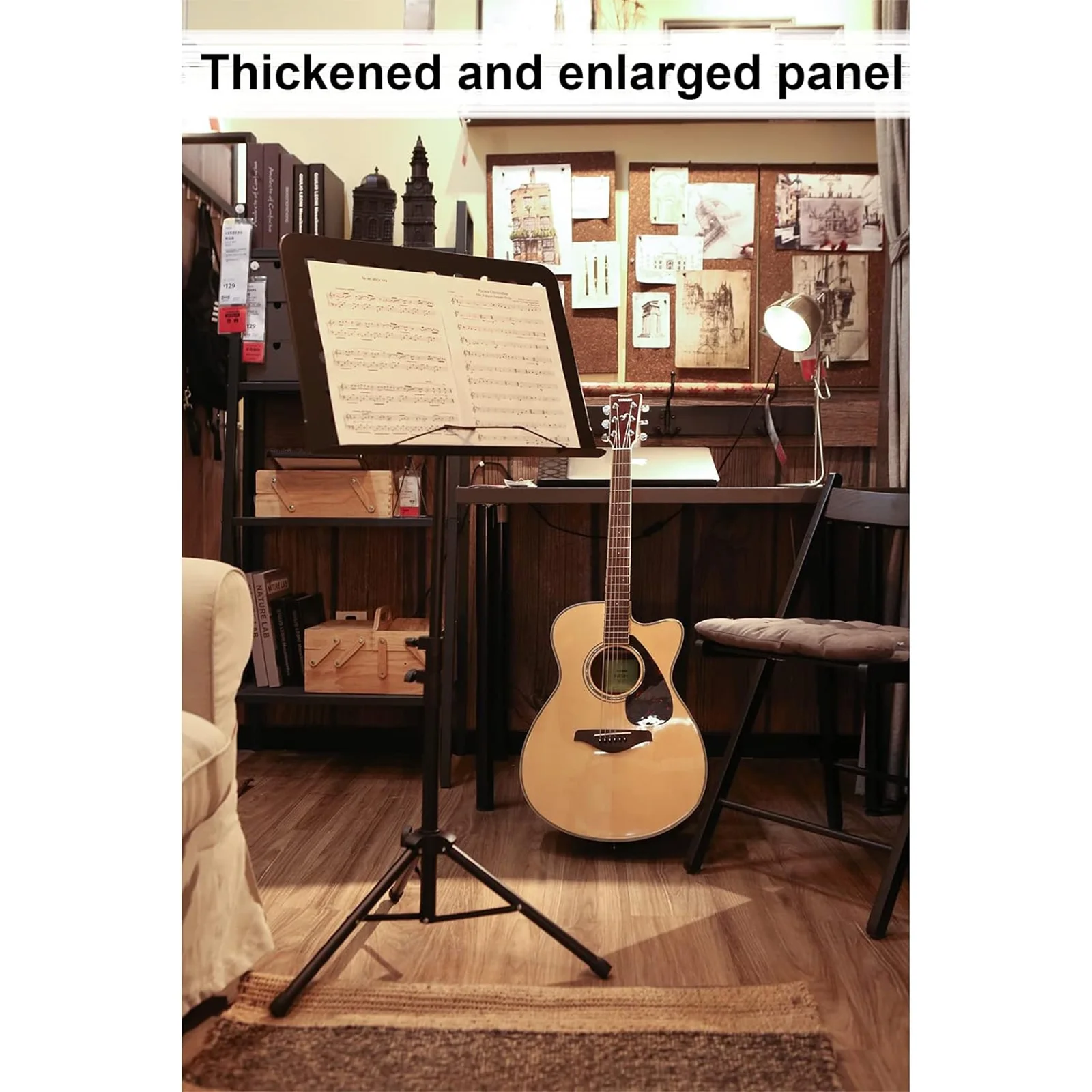 Likegreen Sheet Music Stand Foldable Three Section Desktop Book Holder for Home Stage One Set,Black